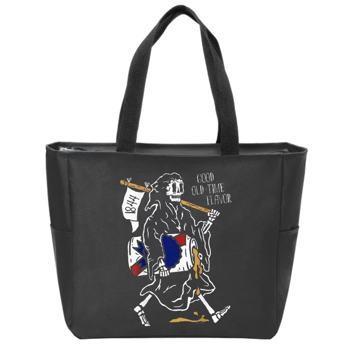 Pabst Blue Ribbon Beer Front Logo And Back Good Old Reaper Zip Tote Bag