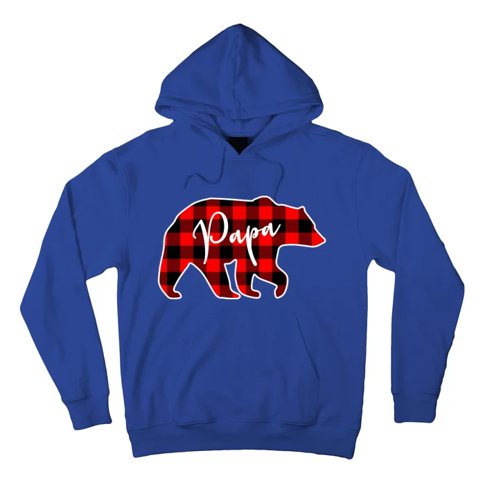 Papa Bear Red Plaid Matching Family Christmas Gift Hoodie