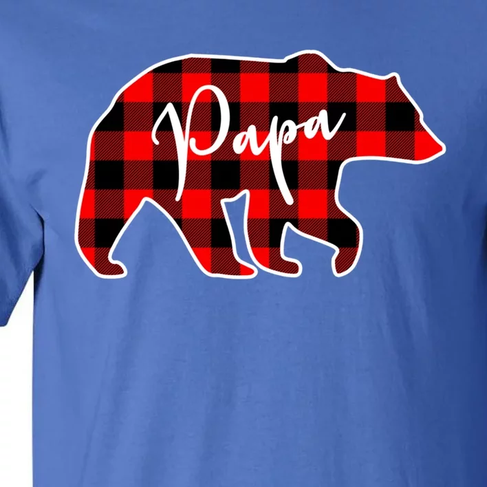 Papa Bear Red Plaid Matching Family Christmas Gift Tall T-Shirt