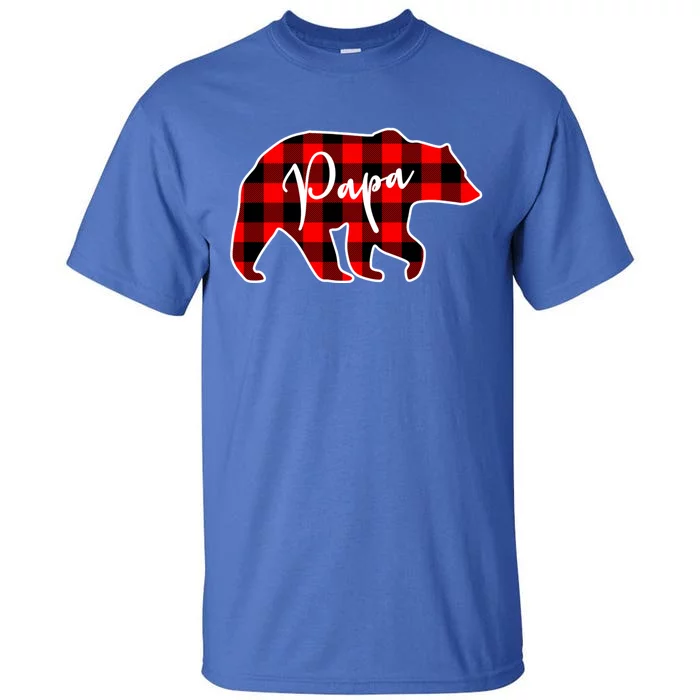 Papa Bear Red Plaid Matching Family Christmas Gift Tall T-Shirt