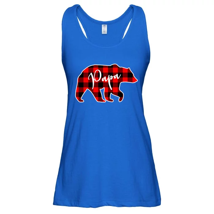 Papa Bear Red Plaid Matching Family Christmas Gift Ladies Essential Flowy Tank