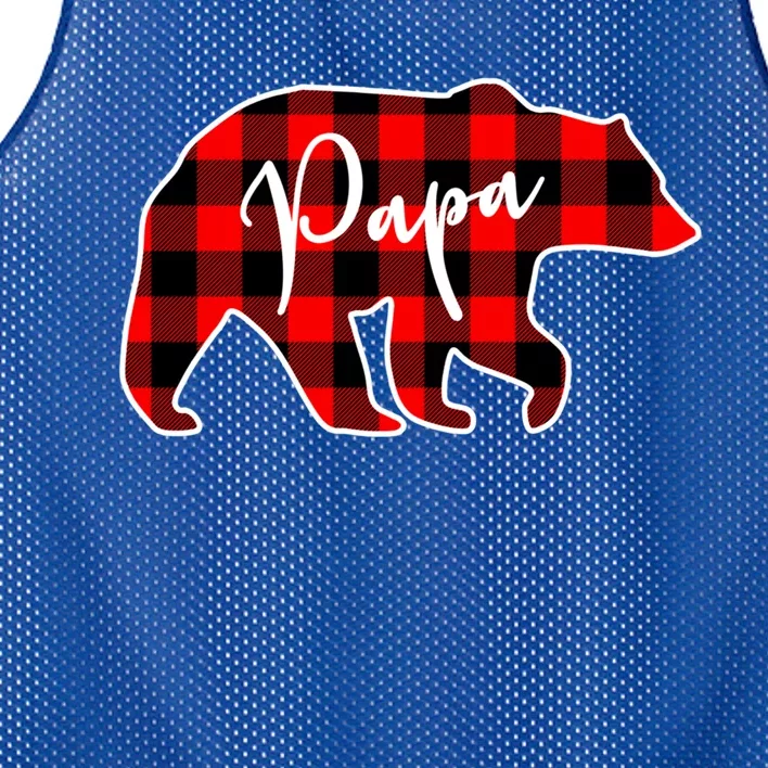 Papa Bear Red Plaid Matching Family Christmas Gift Mesh Reversible Basketball Jersey Tank