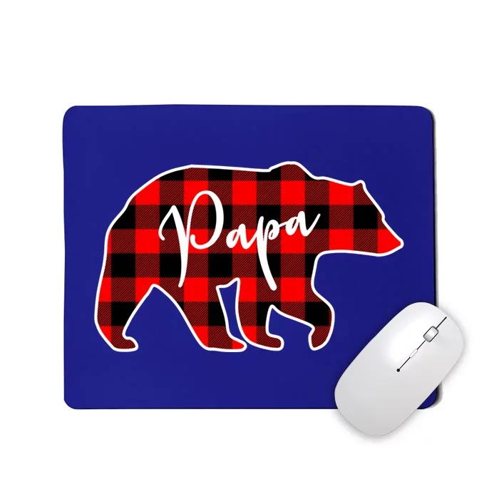 Papa Bear Red Plaid Matching Family Christmas Gift Mousepad