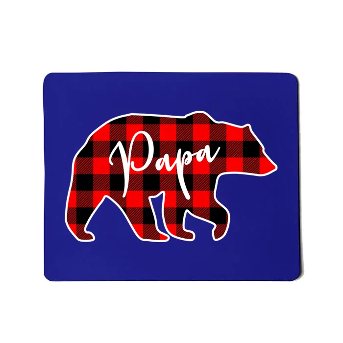 Papa Bear Red Plaid Matching Family Christmas Gift Mousepad