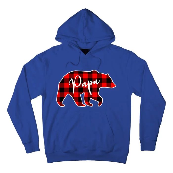 Papa Bear Red Plaid Matching Family Christmas Gift Tall Hoodie