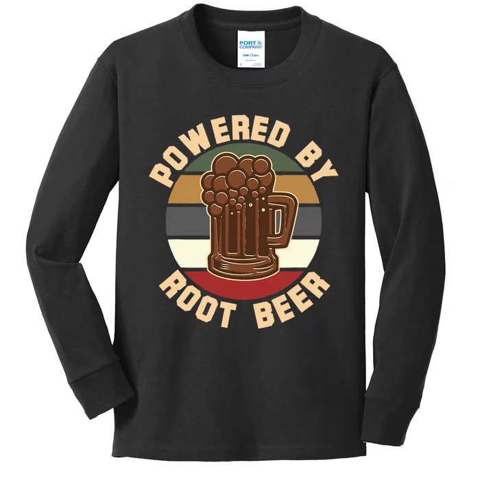 Powered By Root Beer Kids Long Sleeve Shirt