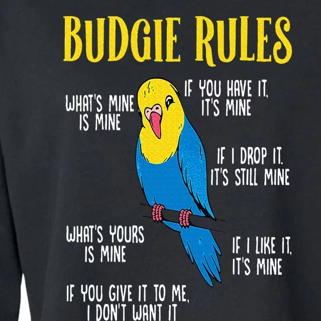 Parakeet Budgie Rules Bird Budgerigar Cropped Pullover Crew