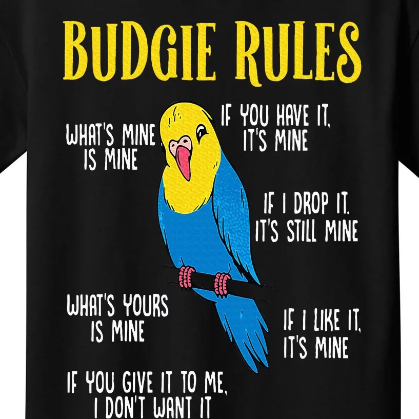 Parakeet Budgie Rules Bird Budgerigar Kids T-Shirt