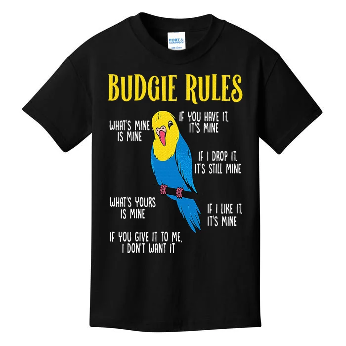 Parakeet Budgie Rules Bird Budgerigar Kids T-Shirt