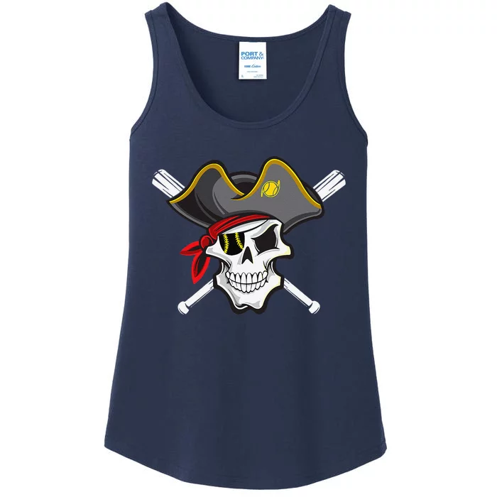 Pirate Baseball Skull Fans Of Pittsburgh Ladies Essential Tank