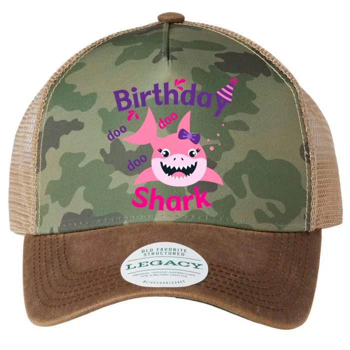 Pink Birthday Shark Doo Doo Doo Legacy Tie Dye Trucker Hat