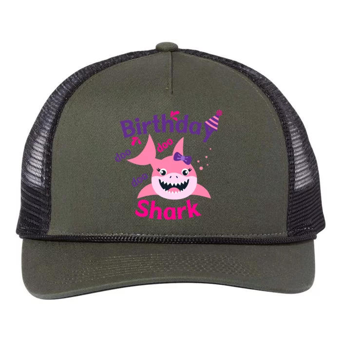 Pink Birthday Shark Doo Doo Doo Retro Rope Trucker Hat Cap