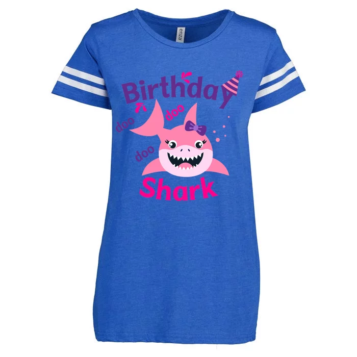 Pink Birthday Shark Doo Doo Doo Enza Ladies Jersey Football T-Shirt