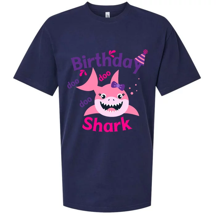 Pink Birthday Shark Doo Doo Doo Sueded Cloud Jersey T-Shirt