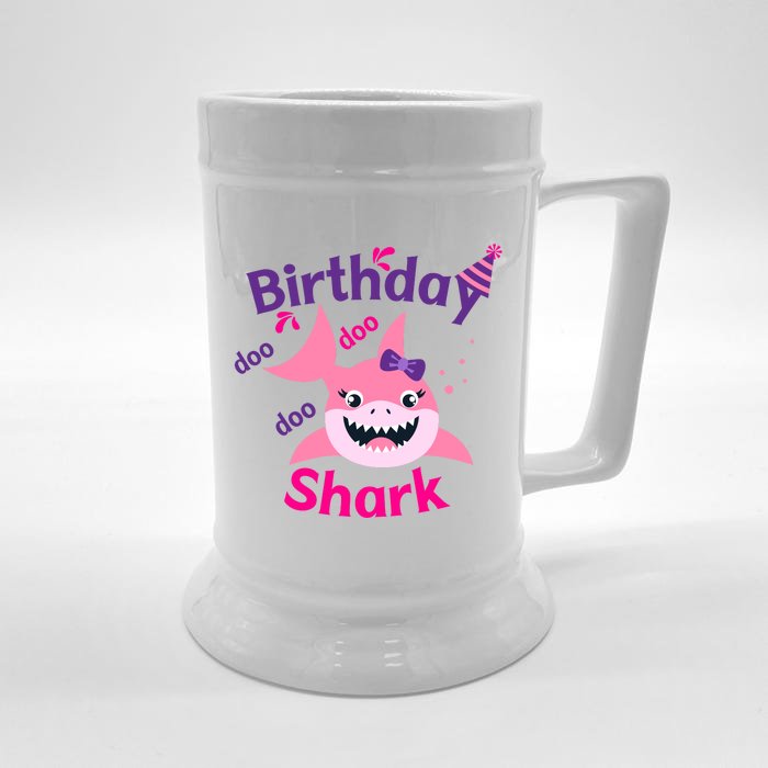 Pink Birthday Shark Doo Doo Doo Front & Back Beer Stein