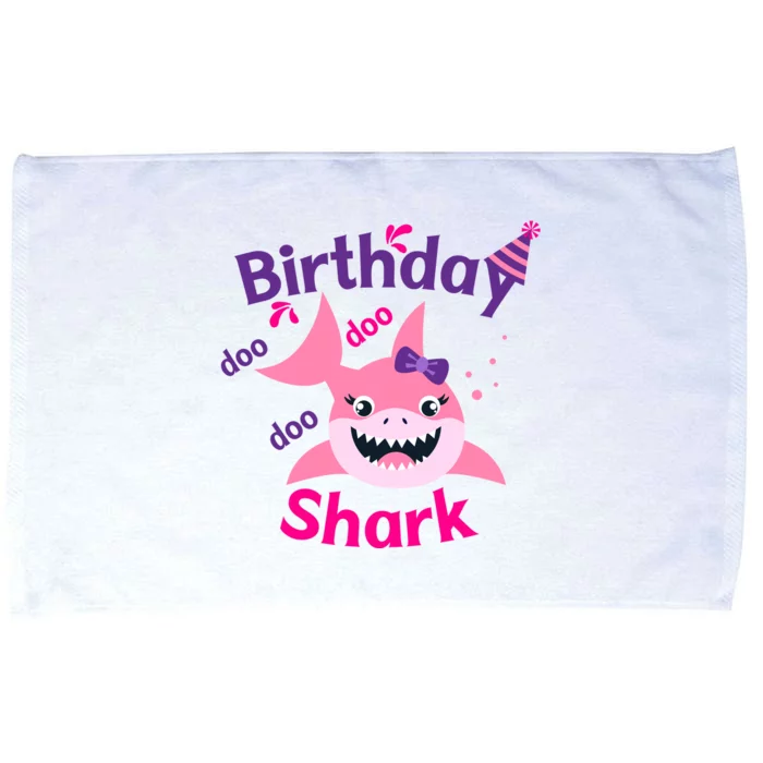 Pink Birthday Shark Doo Doo Doo Microfiber Hand Towel