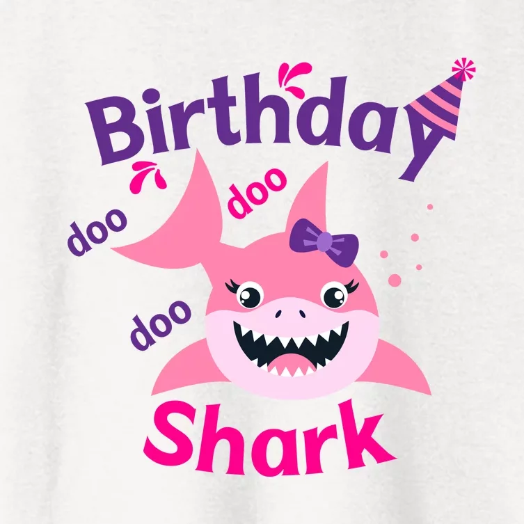 Pink Birthday Shark Doo Doo Doo Women's Crop Top Tee