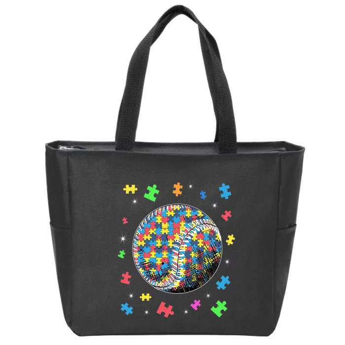 Puzzle Baseball Support Autism Awareness Zip Tote Bag