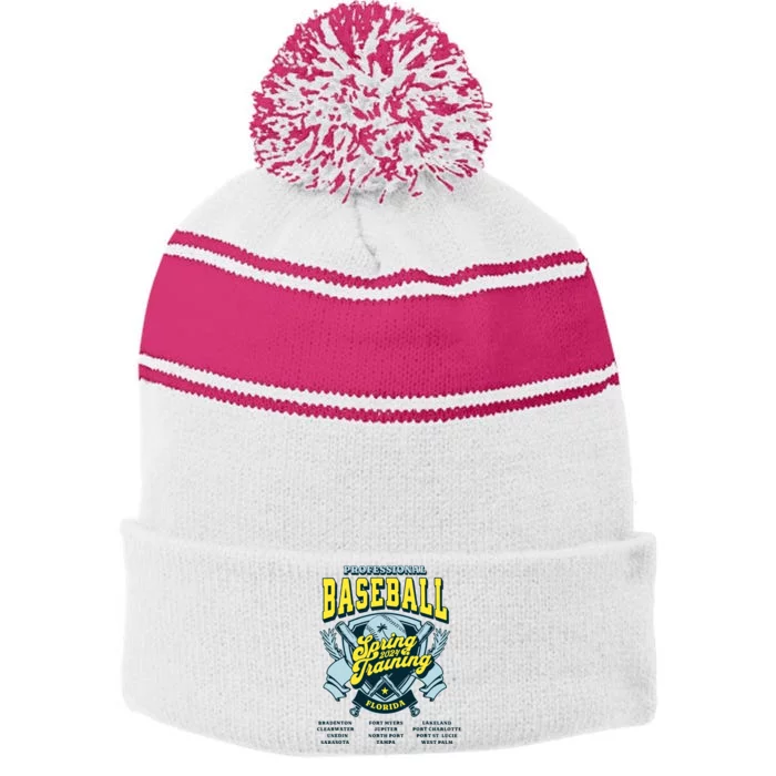 Professional Baseball Spring Training 2024 Florida Cities Stripe Pom Pom Beanie