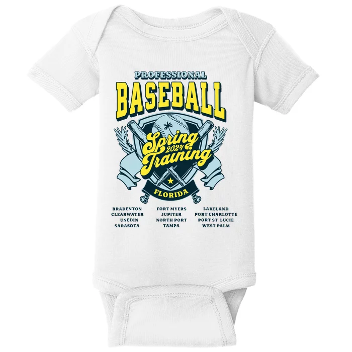 Professional Baseball Spring Training 2024 Florida Cities Baby Bodysuit