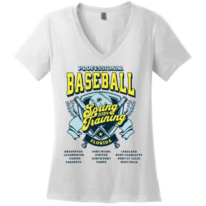 Professional Baseball Spring Training 2024 Florida Cities Women's V-Neck T-Shirt