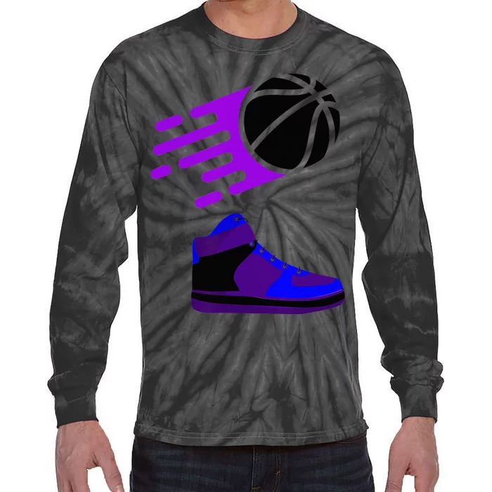 purple basketball sneaker Tie-Dye Long Sleeve Shirt