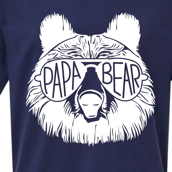 Papa Bear Sunglass Dad Fathers Day Husband Present Family Matching Sueded Cloud Jersey T-Shirt