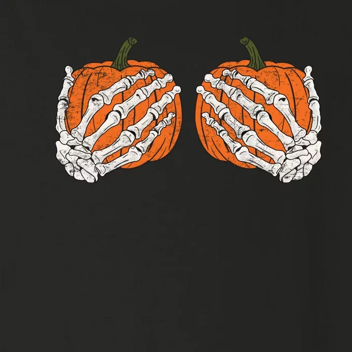 Pumpkin Boobies Skeleton Hands Adult Wo's Funny Halloween Toddler Long Sleeve Shirt