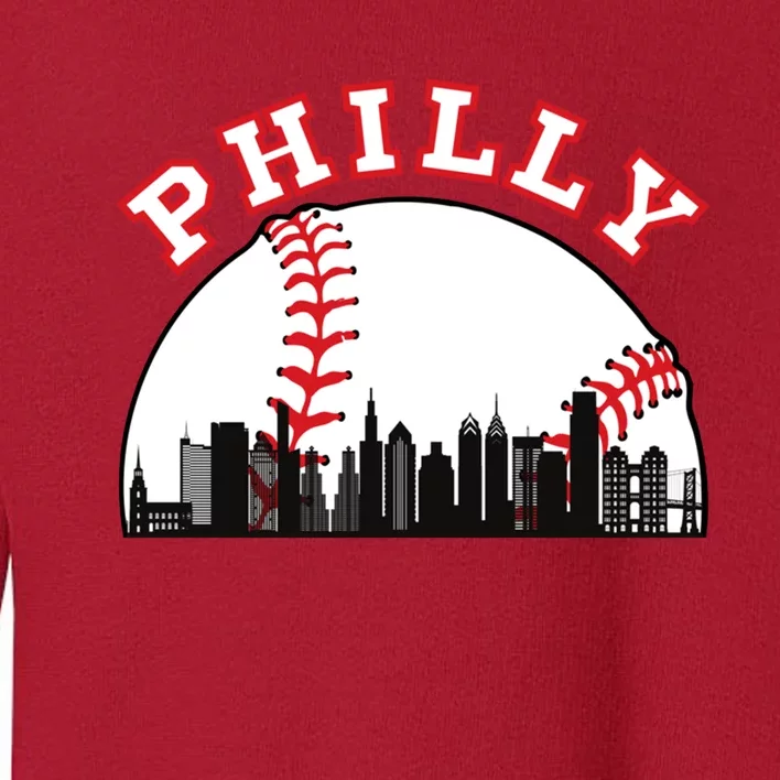 Philly Baseball Shirt Philadelphia Baseball PA Cityscape Skyline Toddler Sweatshirt