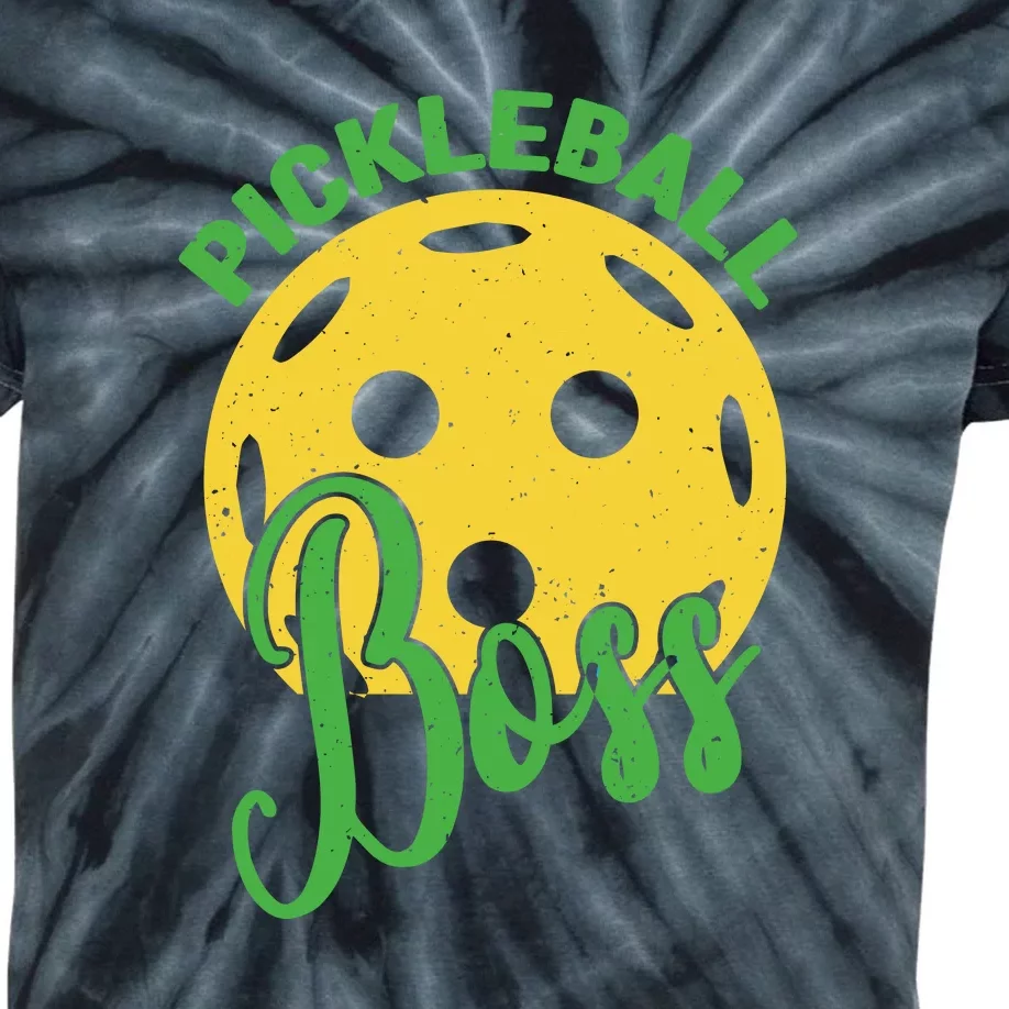 Pickleball Boss Sport Gift Kids Tie-Dye T-Shirt