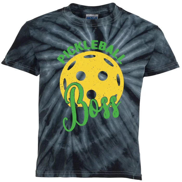 Pickleball Boss Sport Gift Kids Tie-Dye T-Shirt