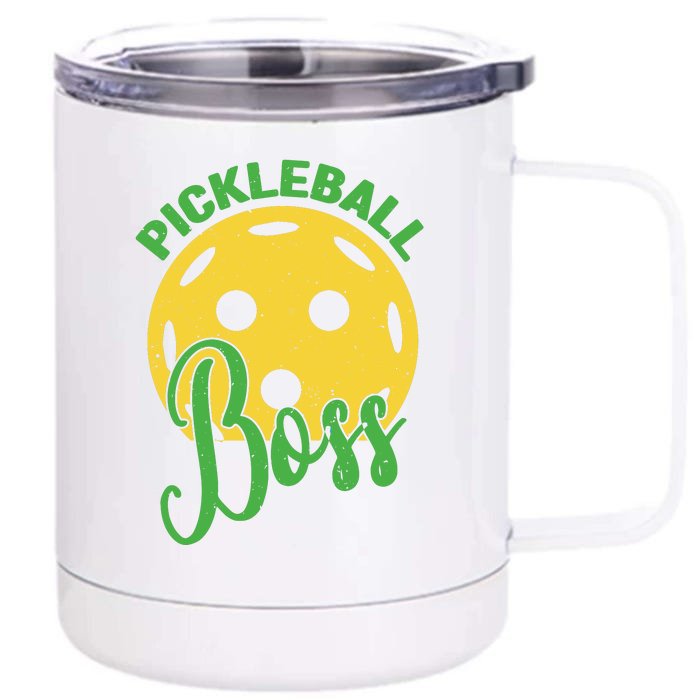 Pickleball Boss Sport Gift Front & Back 12oz Stainless Steel Tumbler Cup