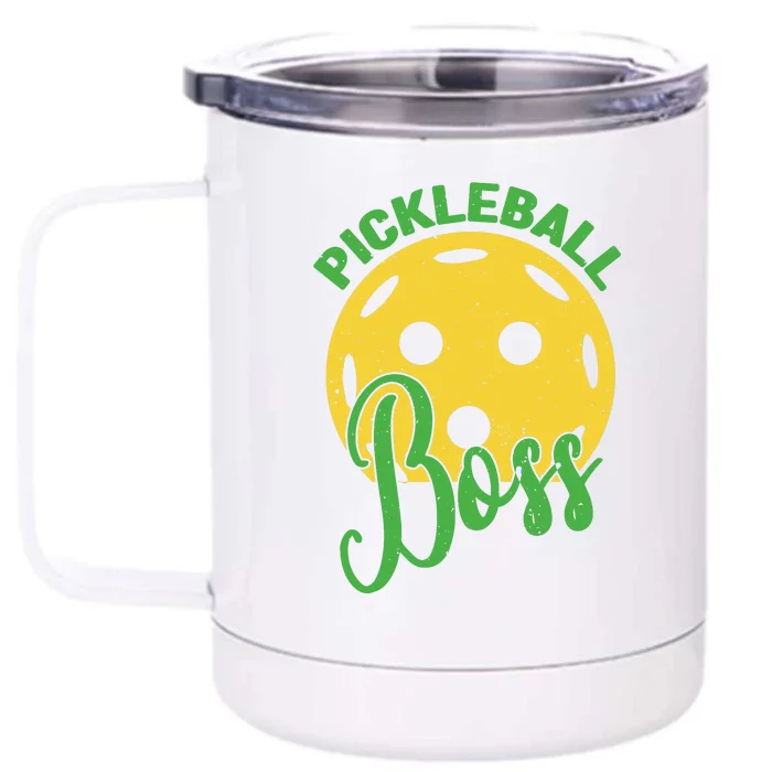 Pickleball Boss Sport Gift Front & Back 12oz Stainless Steel Tumbler Cup