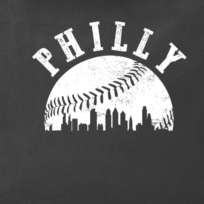 Philly Baseball Sports Skyline Illustration Cityscape Zip Tote Bag