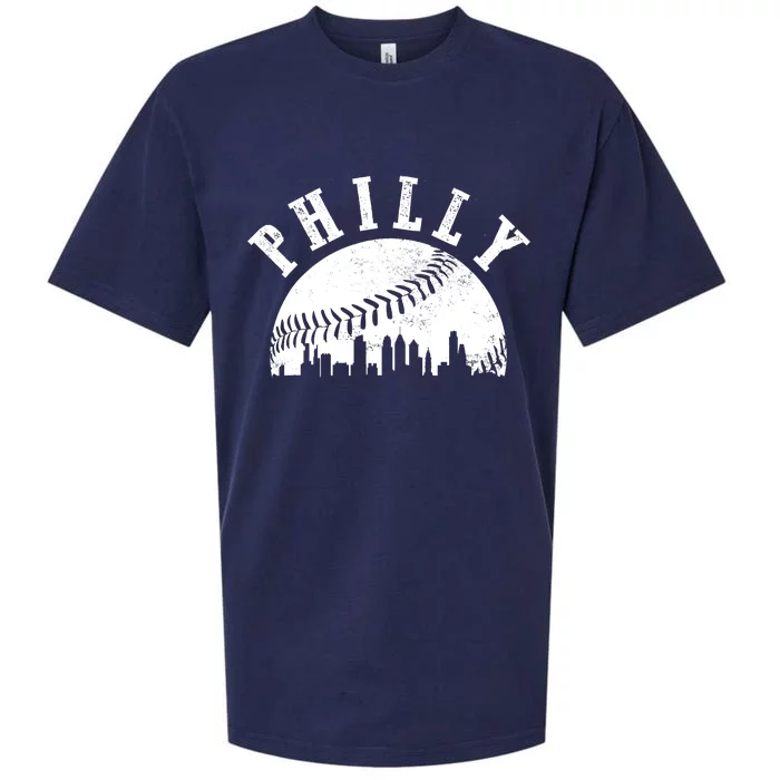 Philly Baseball Sports Skyline Illustration Cityscape Sueded Cloud Jersey T-Shirt