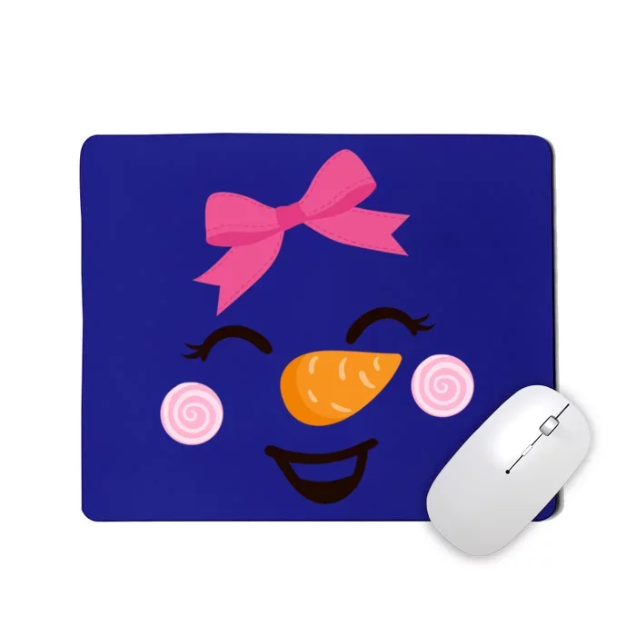 Pink Bow Snow Cute Snow Face Christmas Gift Mousepad