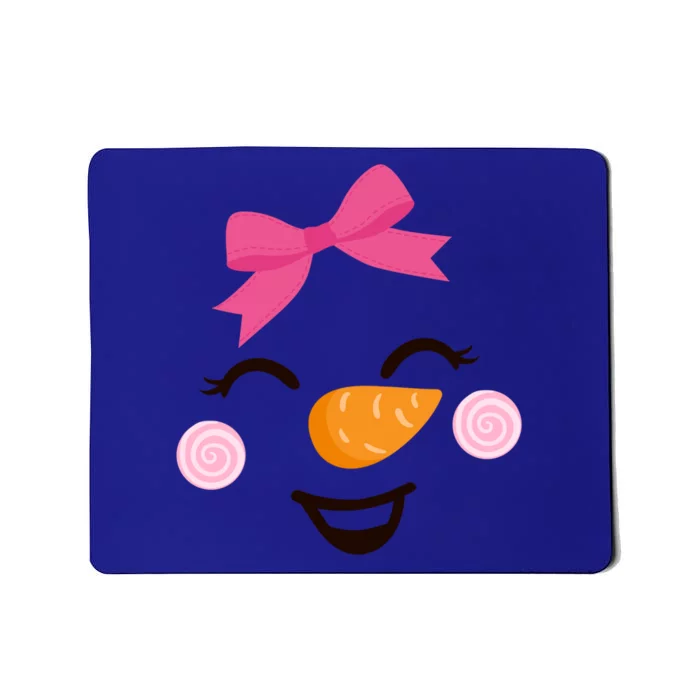 Pink Bow Snow Cute Snow Face Christmas Gift Mousepad