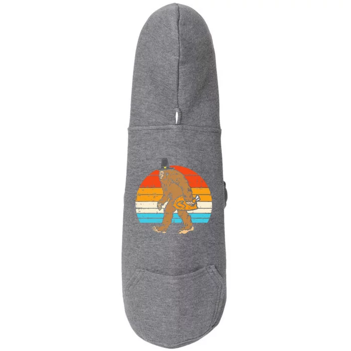 Pilgrim Bigfoot Sasquatch Turkey Funny Thanksgiving Doggie 3-End Fleece Hoodie