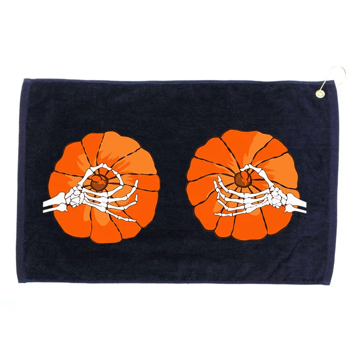 Pumpkin Boobs Skeleton Hands Halloween Bikini Costume Grommeted Golf Towel