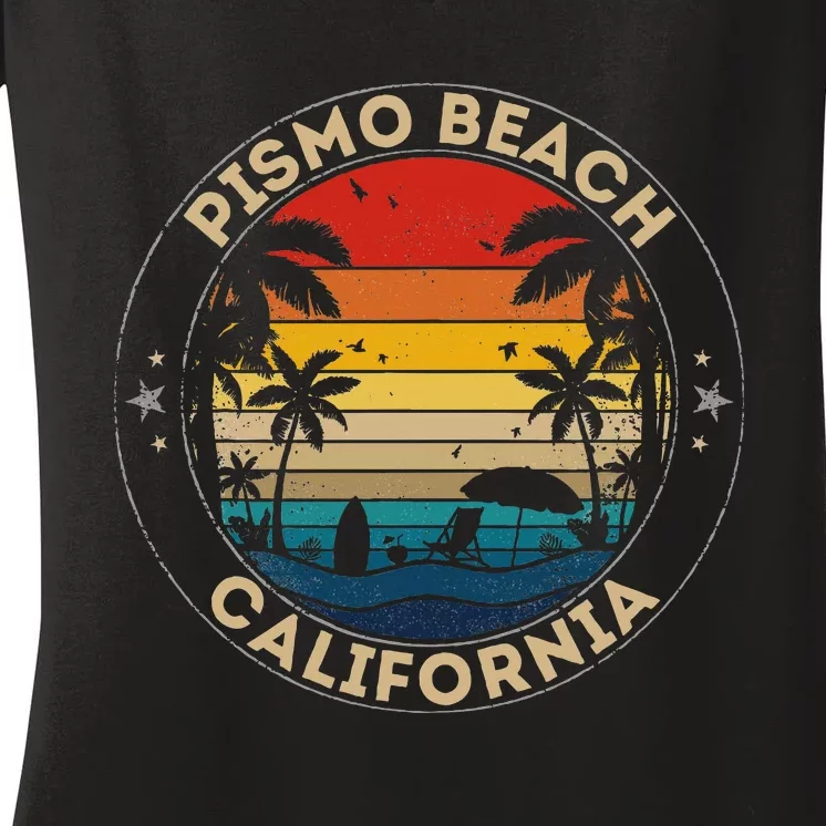 Pismo Beach Souvenir California Reminder Women's V-Neck T-Shirt