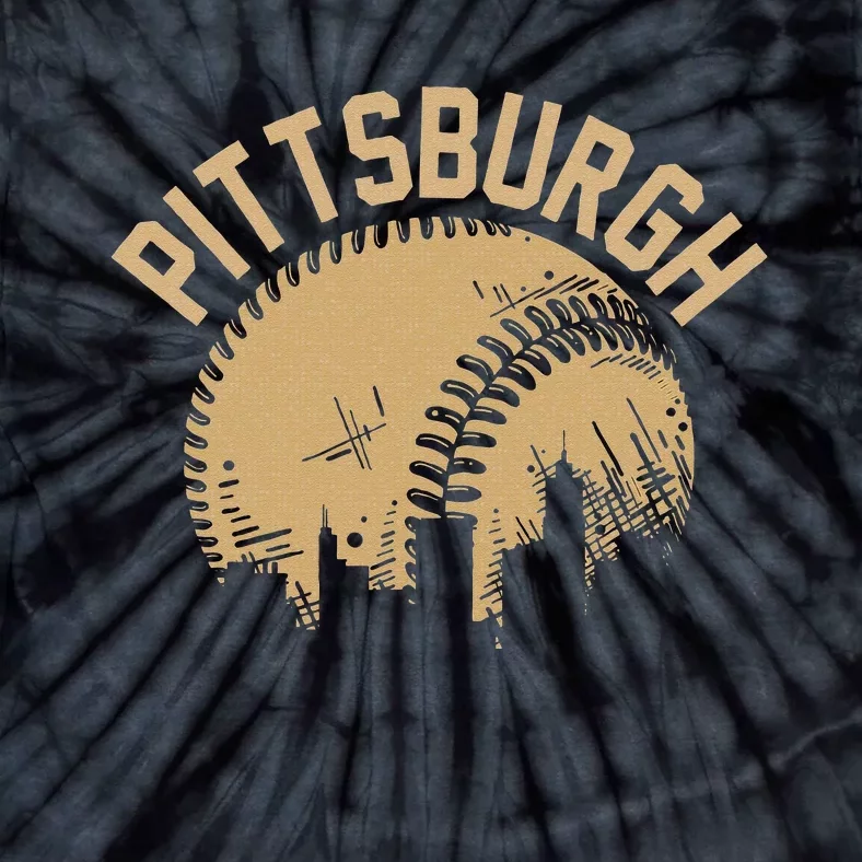 Pittsburgh Baseball Skyline Pennsylvania Player Coach Fan Tie-Dye T-Shirt