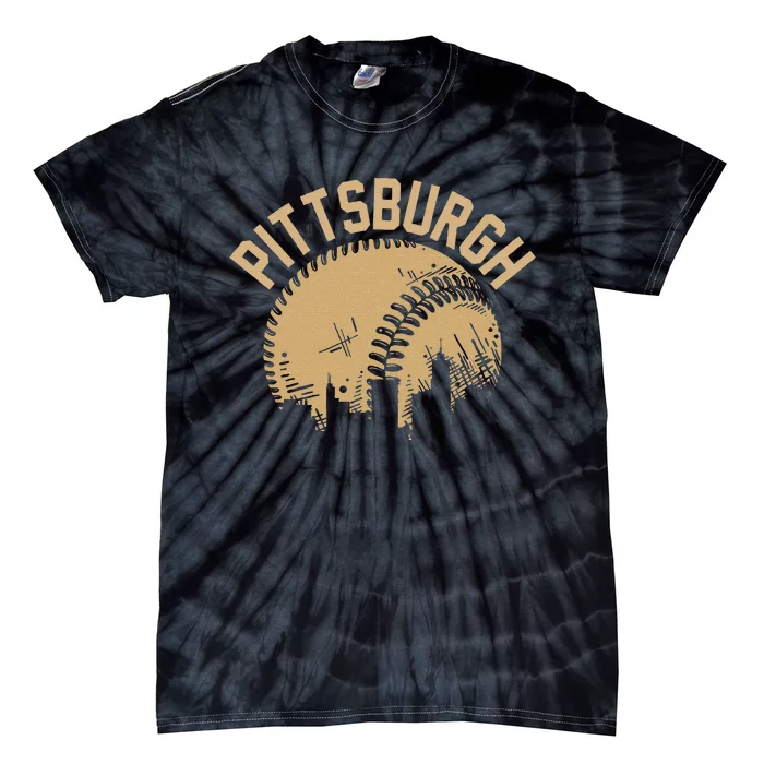 Pittsburgh Baseball Skyline Pennsylvania Player Coach Fan Tie-Dye T-Shirt