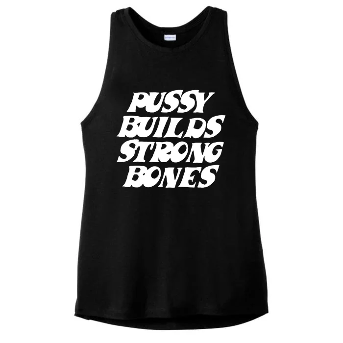 Pussy Builds Strong Bones Ladies Tri-Blend Wicking Tank