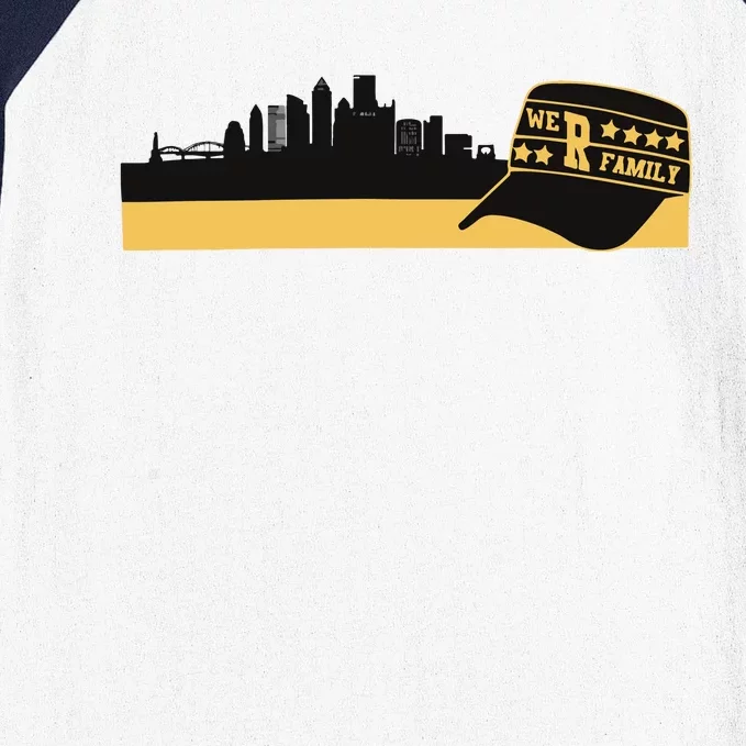 Pittsburgh Baseball Skyline We Are Family Baseball Sleeve Shirt