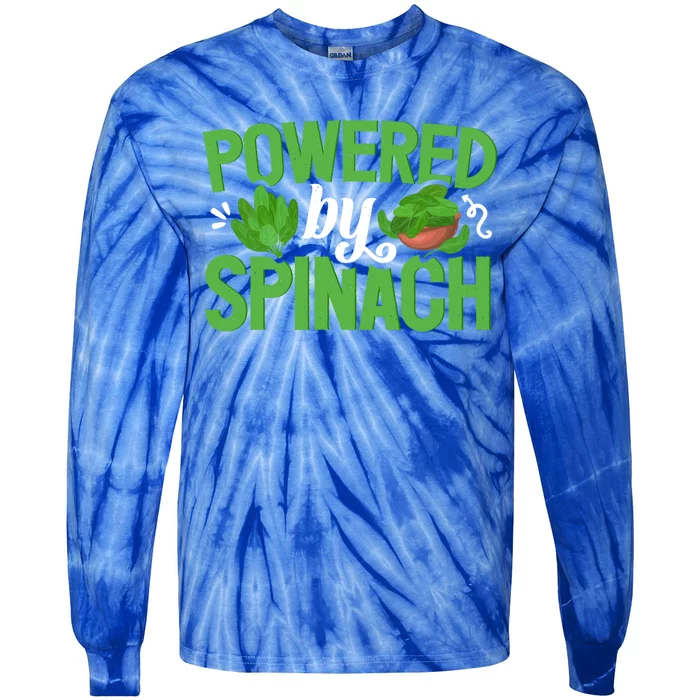 Powered By Spinach Funny Vegan Veggies Vegetable Farmer Funny Gift Tie-Dye Long Sleeve Shirt