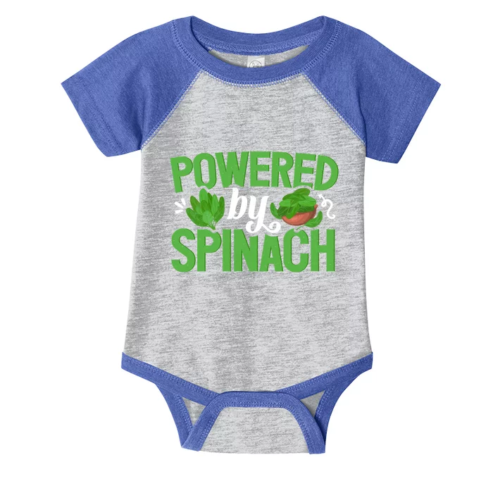 Powered By Spinach Funny Vegan Veggies Vegetable Farmer Funny Gift Infant Baby Jersey Bodysuit