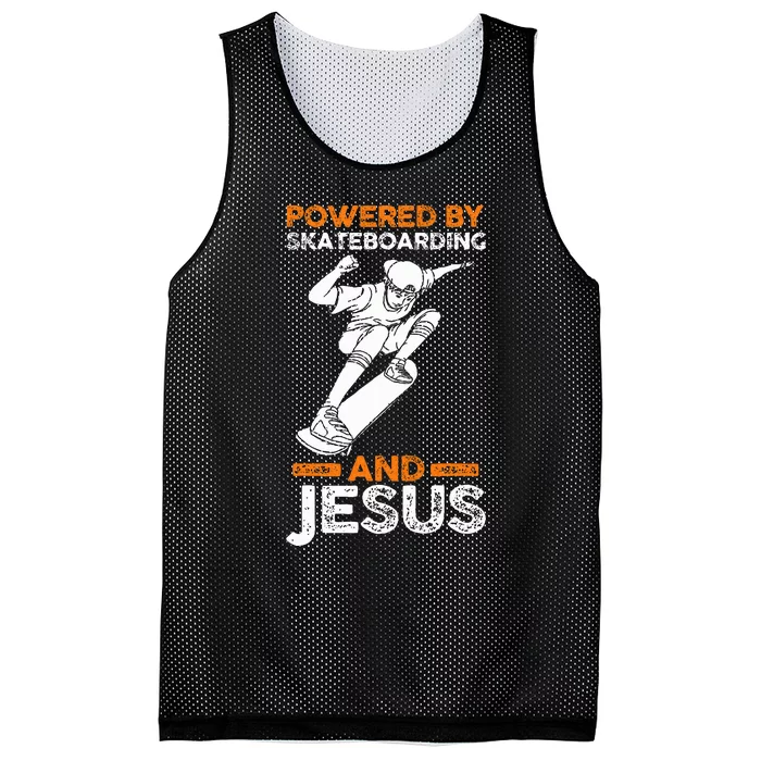 Powered by skateboarding and jesus Mesh Reversible Basketball Jersey Tank