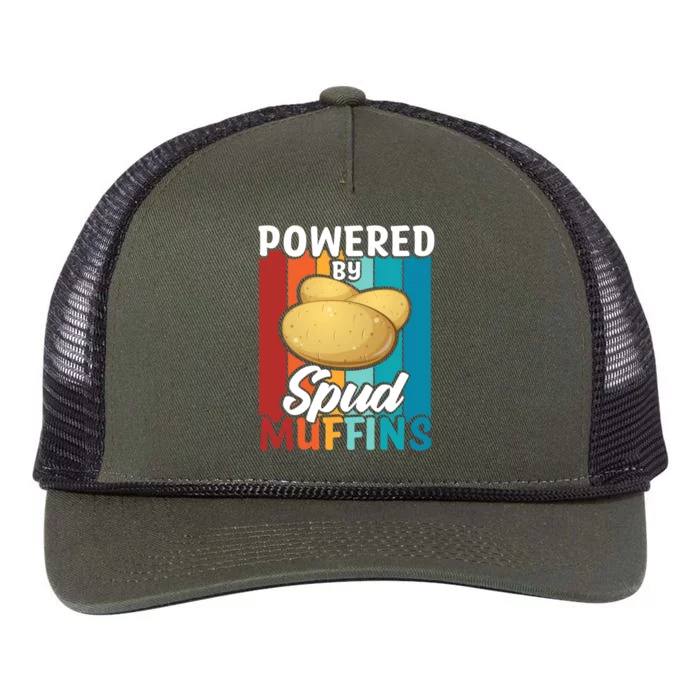 Powered By Spud Muffins Great Gift Vegan Veggie Gift Retro Rope Trucker Hat Cap