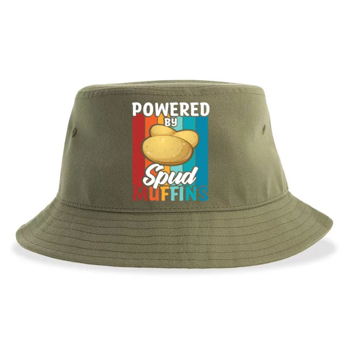 Powered By Spud Muffins Great Gift Vegan Veggie Gift Sustainable Bucket Hat