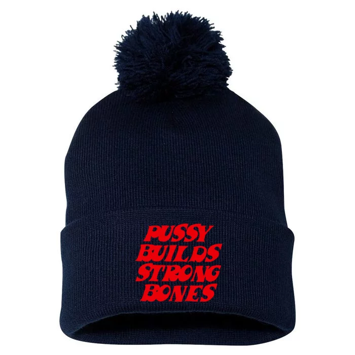 Pussy Builds Strong Bones Pom Pom 12in Knit Beanie